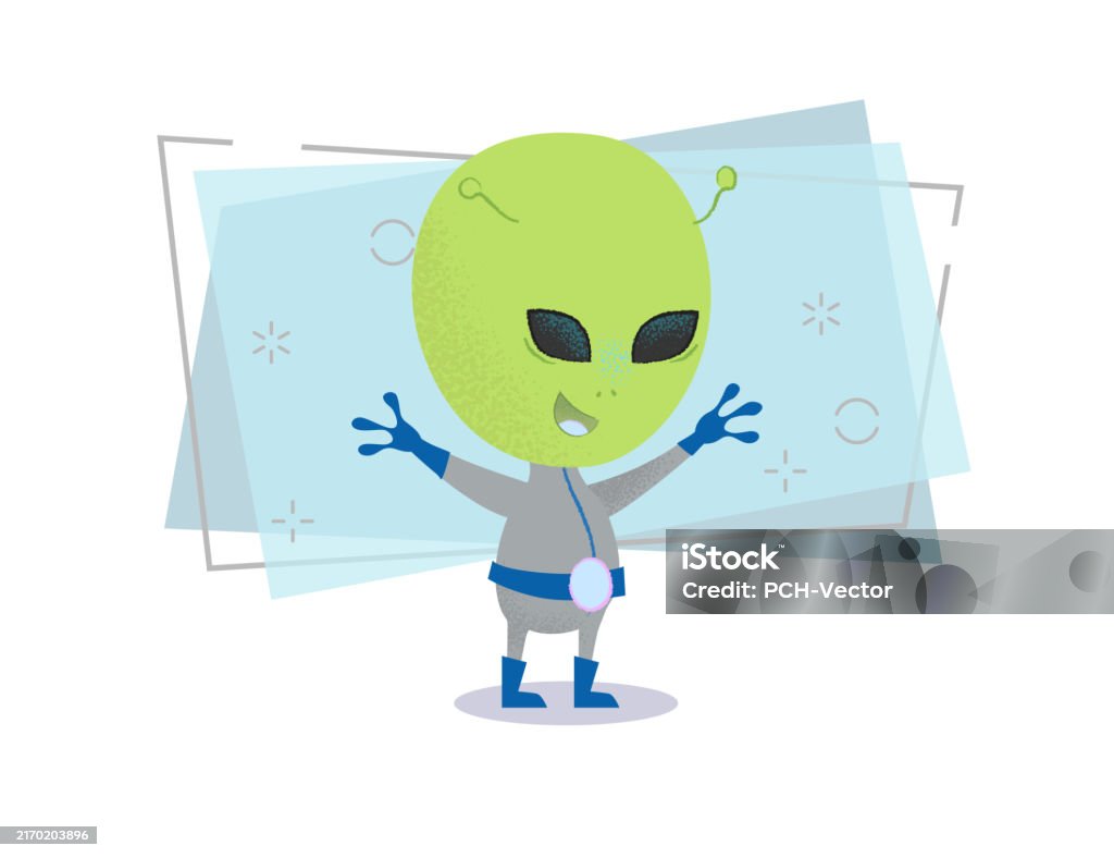 Smiling Friendly Alien With Two Horns Stock Illustration - Download ...