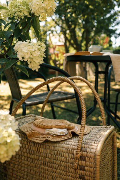 istock Wicker basket and hat, summer mood 2170205164