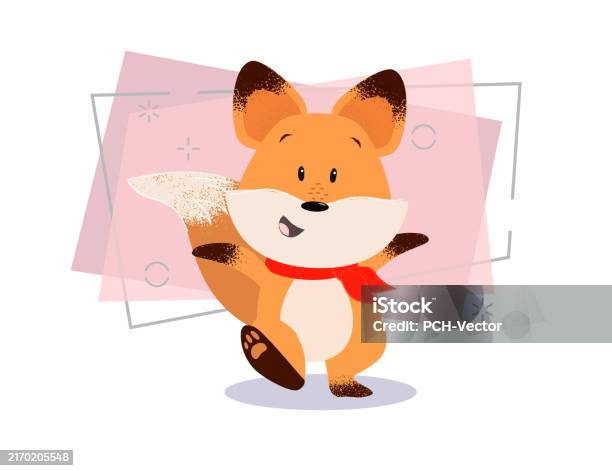 Fox Rising Hand Happy Fox Outstretching Hands While Walking Stock Illustration ...