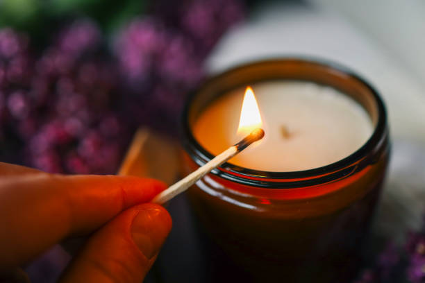 istock Girl lights a candle, spring aesthetics 2170205747
