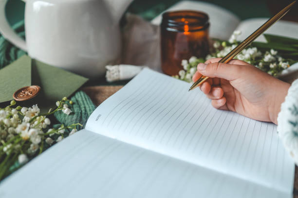istock Girl writes in a notebook, aesthetics 2170205785