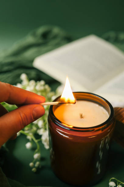 istock Girl lights a candle, spring aesthetics 2170205904
