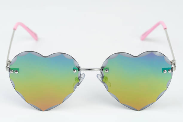 istock Front view of colorful heart shape sunglasses 2170206131