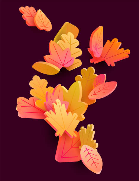 istock 3d autumn leaves. Red and yellow seasonal foliage. Abstract vector background. 2170208310