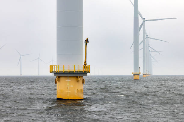 istock Offshore windfarm near Dutch coast with cloudy sky 2170208957