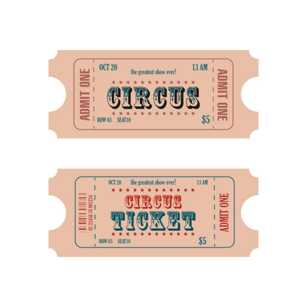 istock Vector set of retro colors admit one circus ticket vintage style. Retro circus greatest show tickets design admit one for entrance 2170209203