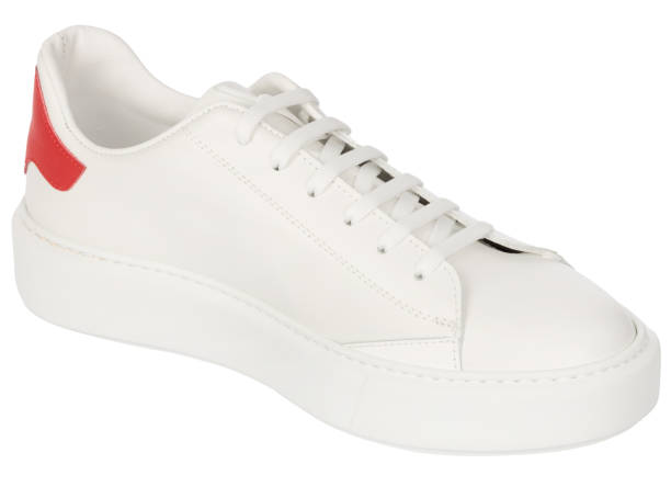 istock White Leather Sneaker with Red Heel Detail 2170211106