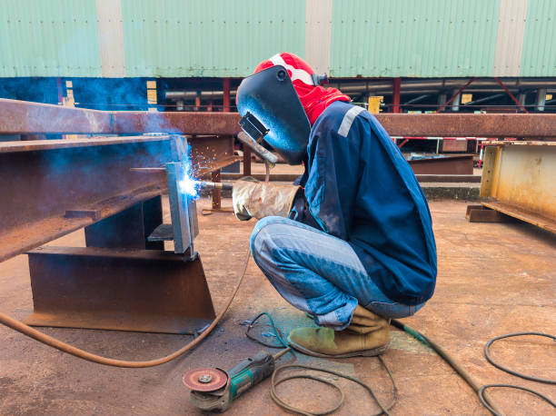 istock Welder Qualification Testing(WQT) with Process Flux Cored Arc Welding (FCAW), Before Starting Welding in the Factory. 2170216665