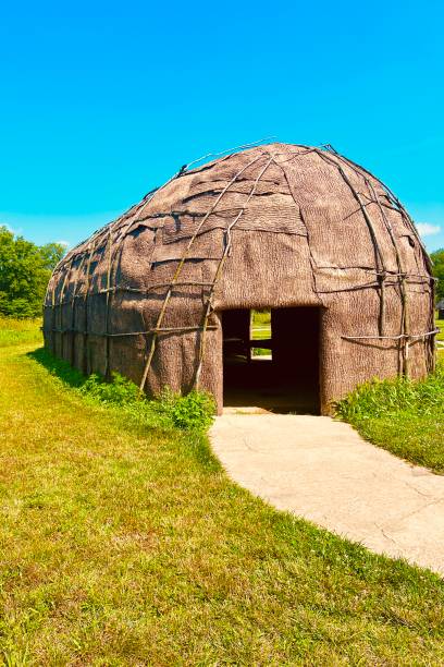 Native American building on sunny day.