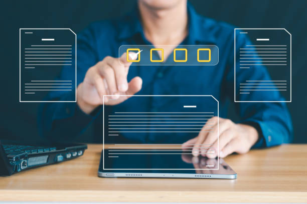 istock Digital documents for approving business project proposals, quality assurance, and online business concept evaluations 2170218296