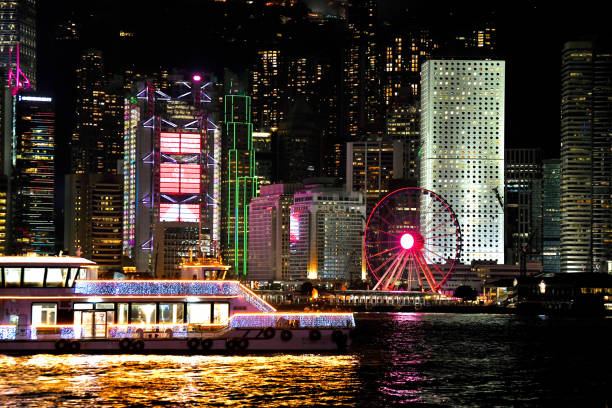 Beautiful night scenery of Victoria Harbour