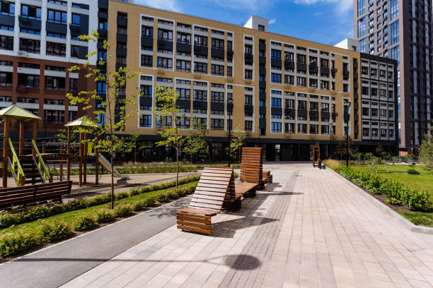 istock This contemporary urban oasis is situated in a residential area and features benches, greenery, city views, and a peaceful atmosphere ideal for relaxation and recreation 2170223200