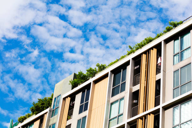 istock Rooftop garden on multi apartment condominium 2170227042