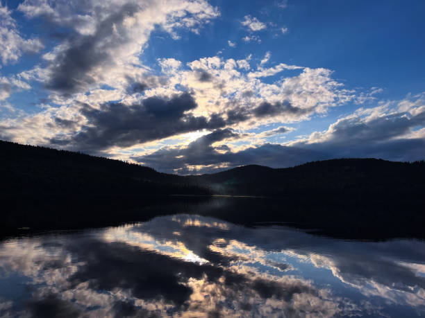 Reflection of the sky on the clear lake