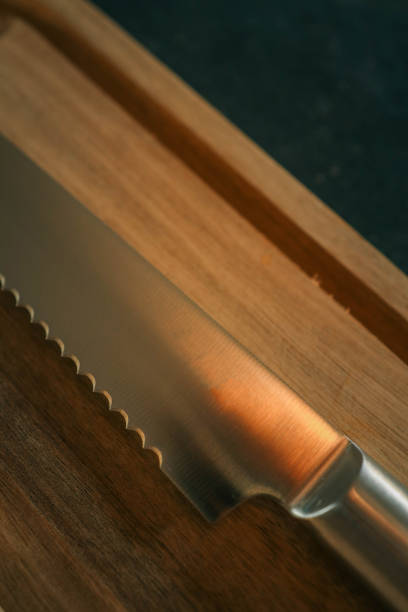 istock Casting steel various chef knife, Set of modern sharp kitchen knives on dark background 2170238393