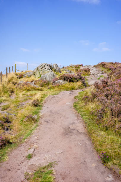istock Hathersage moor Derbyshire UK. A scenic path winding through a countryside landscape under a clear blue sky. 2170239375