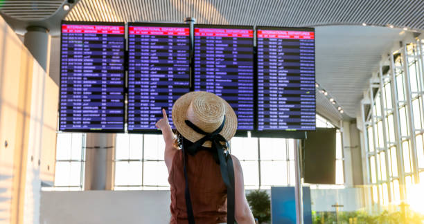 istock Traveler Checking Flight Information at Airport Terminal 2170241986