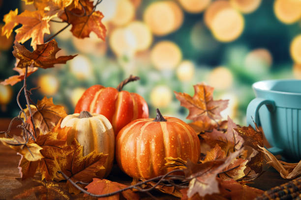 istock Autumn Decoration with Leafs and Pumpkins on Rustic Background 2170242895