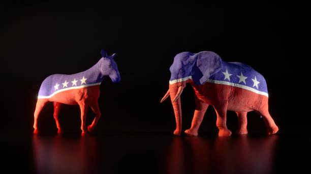 istock Republicans and Democrats walking.US presidental elections. 2170249909