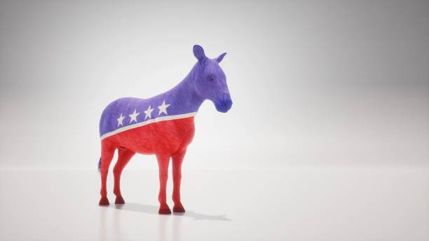 Visualizing American politics, this stock video features the iconic symbols of the Republican elephant and the Democratic donkey.
