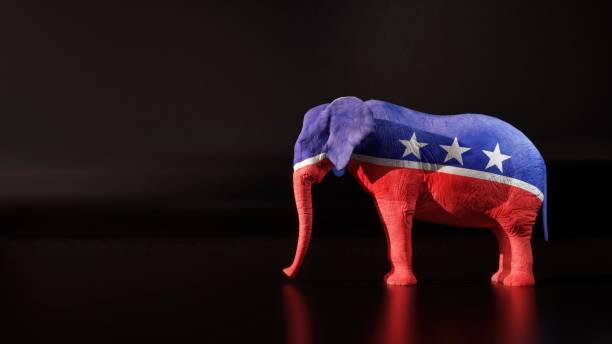 Visualizing American politics, this stock video features the iconic symbols of the Republican elephant and the Democratic donkey.