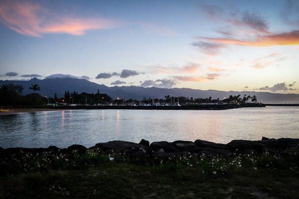 istock North Shore Harbor at Dusk with Shore 2170251173