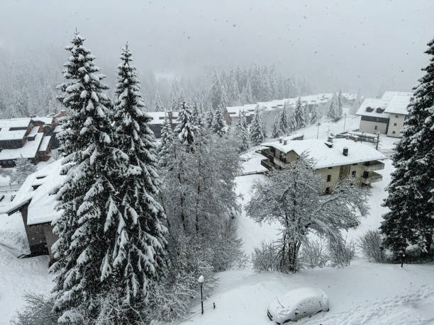 Blizzard in the mountain village