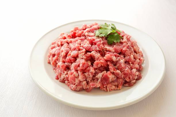 istock Fresh minced pork, fresh Ground pork on white background 2170258902