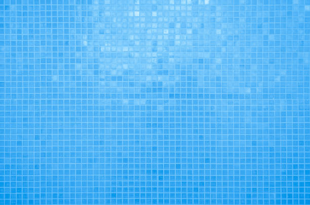istock Blue light ceramic wall chequered and floor tiles mosaic background in bathroom. Design pattern geometric with grid wallpaper texture decoration pool. Simple seamless abstract surface clean. 2170259444