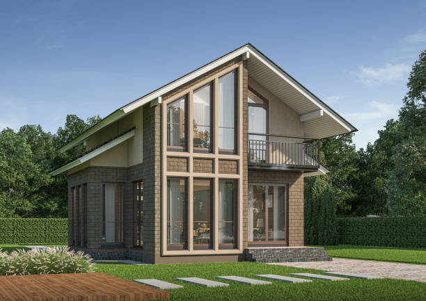 istock American house style exterior daylight with lawn grass.3d rendering 2170262862