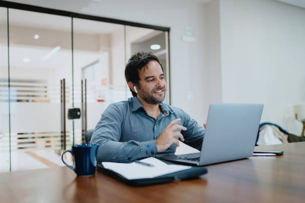 istock Businessman on video call on laptop 2170267475