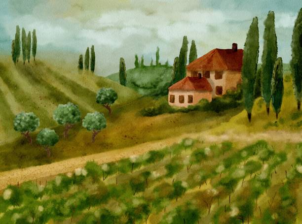 istock A Serene and Picturesque Countryside Landscape Featuring a Beautiful Vineyard and Charming House 2170267654