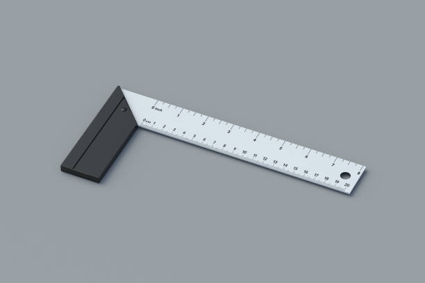 istock Carpenter's square on gray background. Angle tool. Measuring instrument for woodworking and metalworking. Construction equipment. 3d render 2170270983