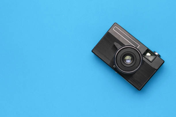 istock Retro Black Camera on Blue Background for Stock Photography and Creative Design 2170272939