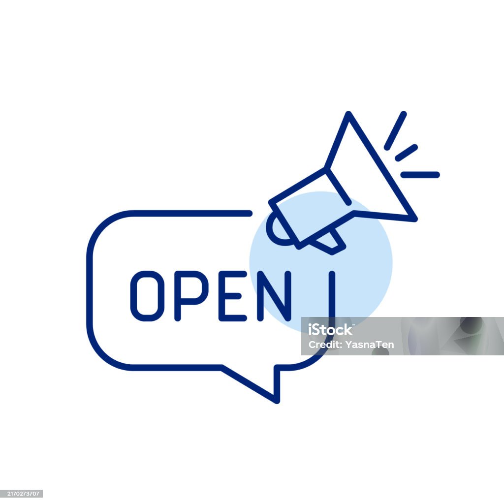 Opened Message Speech Bubble With Open Message On It And Megaphone Public Announcement ...