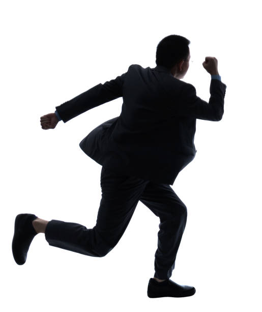 Businessman running on white background.