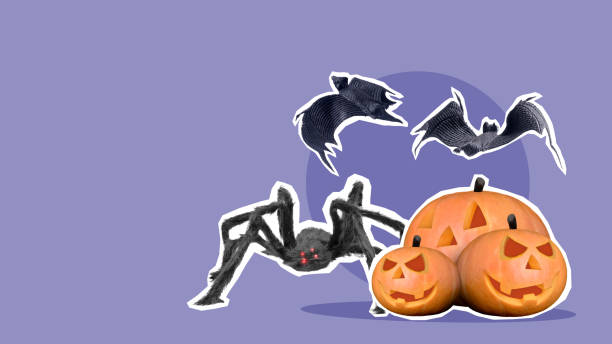 istock A purple background with a spider, bats and pumpkins 2170277477