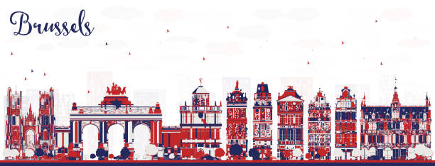 istock Abstract Brussels Belgium city skyline with color buildings. Cityscape with landmarks. 2170279728