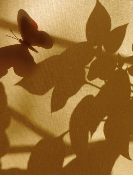 Light and shadow sunset on old retro beige fabric texture.  vintage textile background. Abstract backdrop with floral pattern and crossed lines shadows.