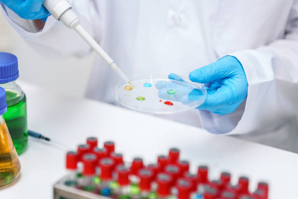 istock Two Asian scientists in lab coats sit at a table in a laboratory, examining samples through a microscope. The room is equipped with scientific tools, liquids, and chemistry materials. 2170285138