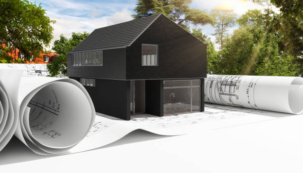 istock Single-family house in energy-efficient construction with nature  background- 3D visualization 2170288806