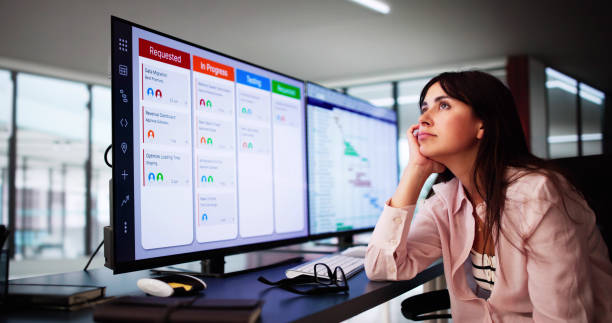 istock Tired Lazy Woman At Office Desk 2170289967