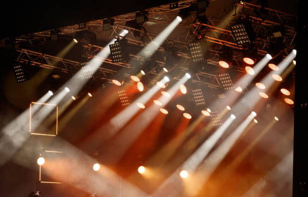 istock Red-orange color on stage at a concert 2170292224
