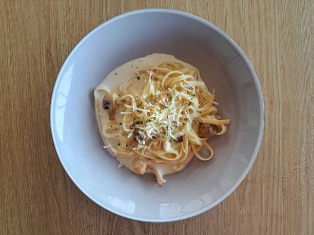 istock Cream Sauce Chicken Mushroom On A Plate. Food Menu. Top View. 2170294486