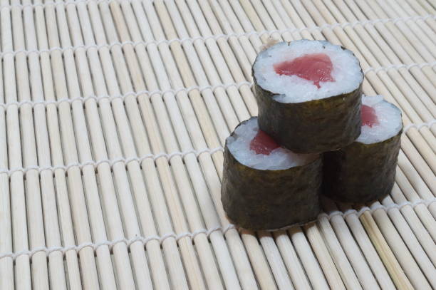 Beautiful tekka rolls made with the careful work of sushi chefs.