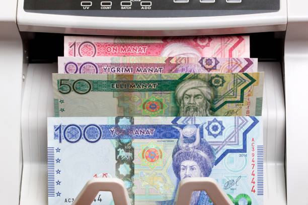 istock Turkmenistani manat in the counting machine 2170302634