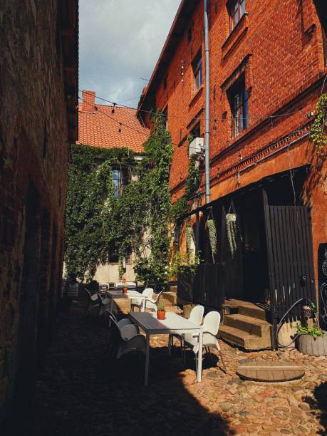 istock Charming outdoor cafe in a rustic alley 2170304766
