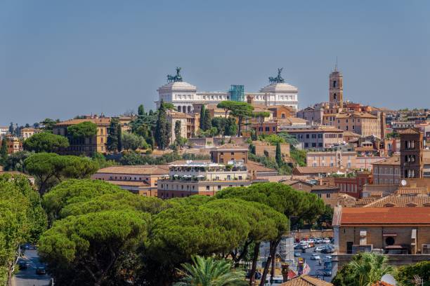 istock Panoramic view of Rome with Vittoriano monument 2170305716