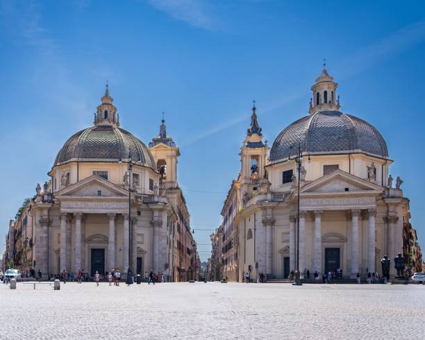 istock Tourists at twin churches in Piazza del Popolo, Rome 2170305721
