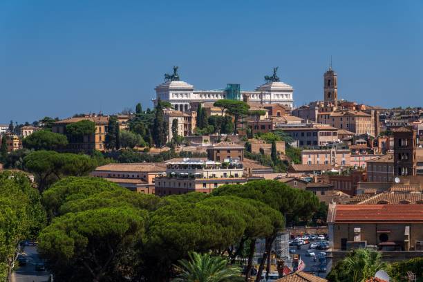 istock Panoramic view of Rome with Vittoriano monument 2170305734